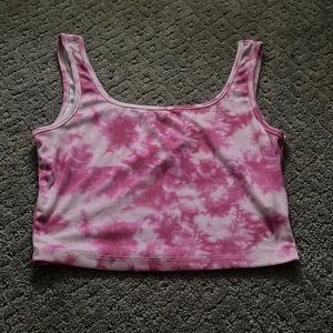 Pink tie die tank top from shein